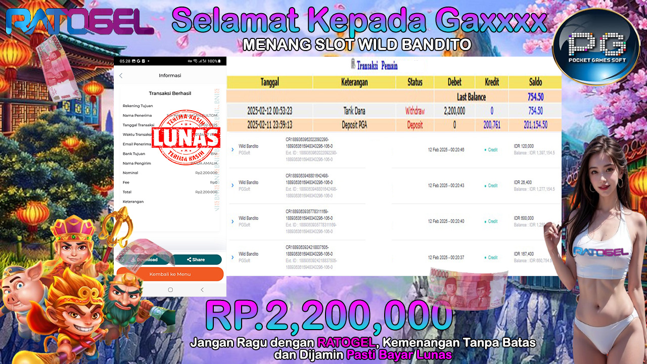 BUKTI JACKPOT SLOT WILD BANDITO TERPERCAYA DI INDONESIA TGL 12-02-2025