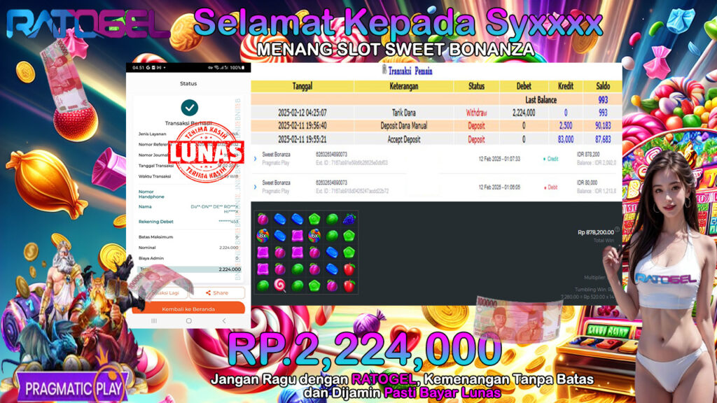 BUKTI JACKPOT SLOT SWEET BONANZA TERPERCAYA DI INDONESIA TGL 12-02-2025