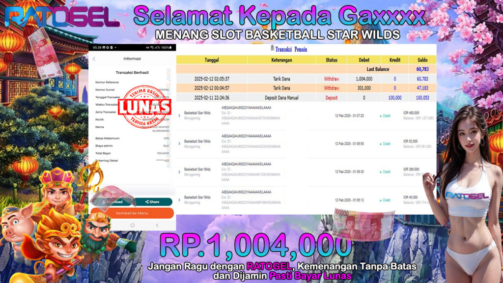 BUKTI JACKPOT SLOT BASKETBALL STAR WILDS TERPERCAYA DI INDONESIA TGL 12-02-2025