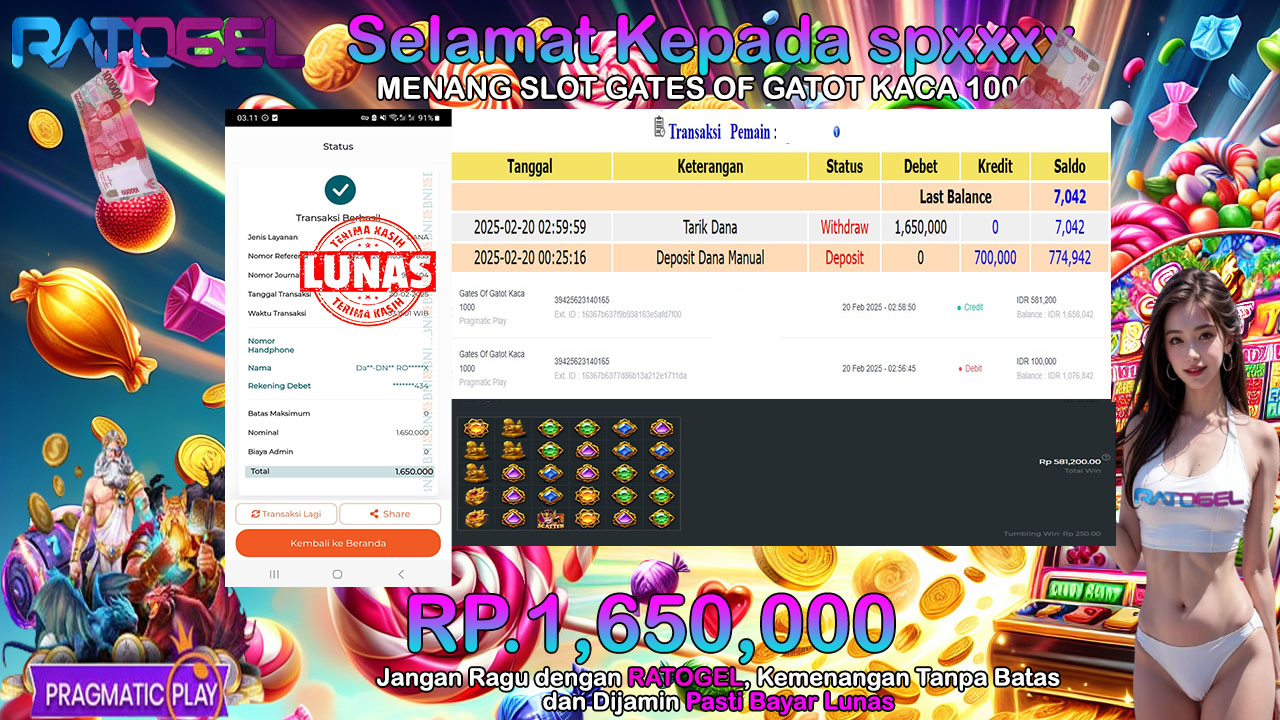 BUKTI JACKPOT SLOT GATES OF GATOT KACA 1000 TERPERCAYA DI INDONESIA TGL 20-02-2025