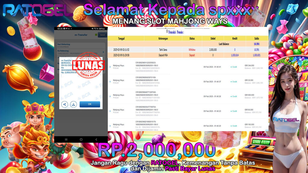 BUKTI JACKPOT SLOT MAHJONG WINS TERPERCAYA DI INDONESIA TGL 09-02-2025