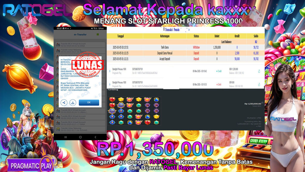 BUKTI JACKPOT SLOT STARLIGHT PRINCESS 1000 TERPERCAYA DI INDONESIA TGL 05-03-2025