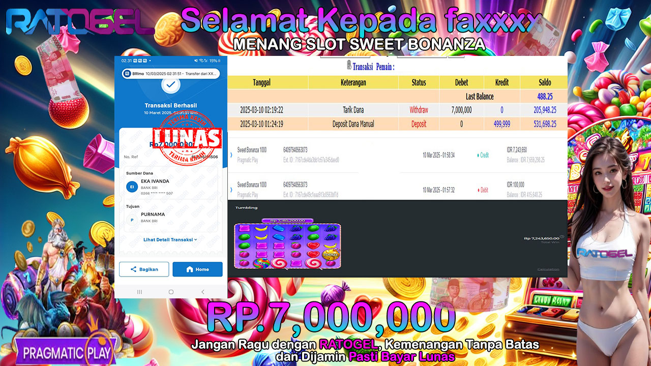 BUKTI JACKPOT SLOT SWEET BONANZA 1000 TERPERCAYA DI INDONESIA TGL 10-03-2025