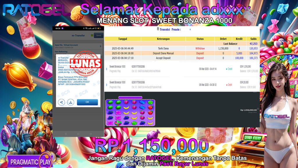 BUKTI JACKPOT SLOT  SWEET BONANZA 1000TERPERCAYA DI INDONESIA TGL 06-03-2025