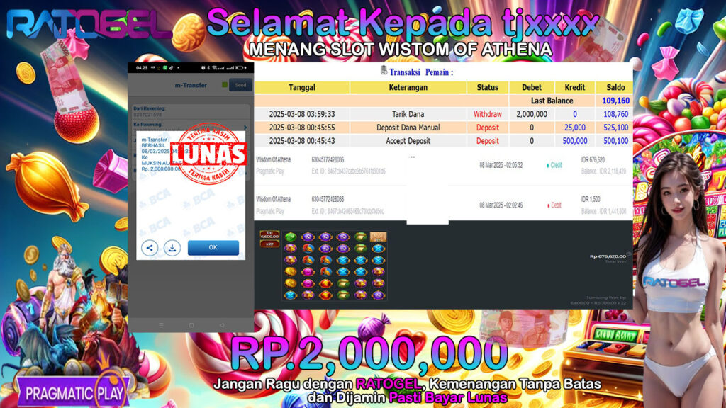 BUKTI JACKPOT SLOT WISTOM OF ATHENA TERPERCAYA DI INDONESIA TGL 08-03-2025