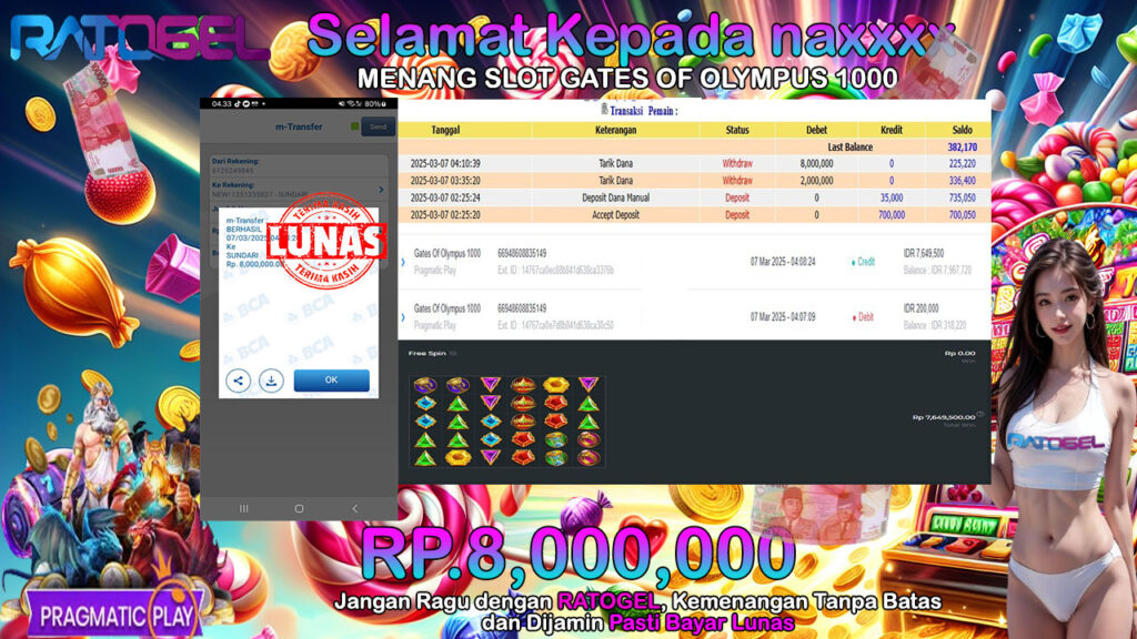 BUKTI JACKPOT SLOT GATES OF OLYMPUS 1000TERPERCAYA DI INDONESIA TGL 07-03-2025