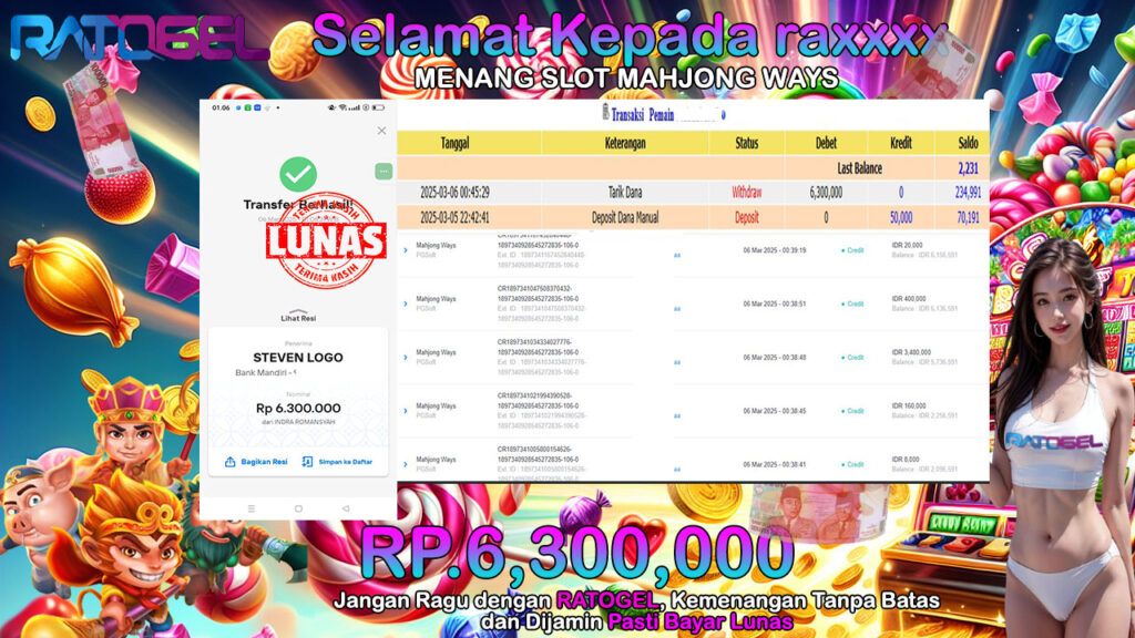 BUKTI JACKPOT SLOT MAHJONG WAYS  TERPERCAYA DI INDONESIA TGL 06-03-2025