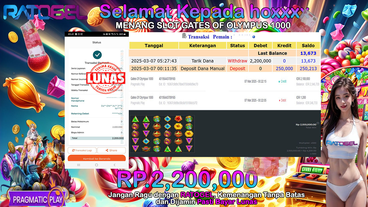 BUKTI JACKPOT SLOT GATES OF OLYMPUS 1000TERPERCAYA DI INDONESIA TGL 07-03-2025