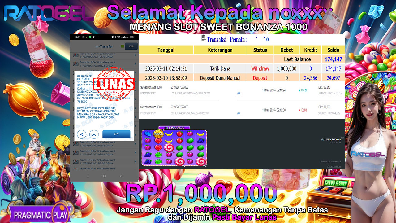 BUKTI JACKPOT SLOT SWEET BONANZA 1000  TERPERCAYA DI INDONESIA TGL 11-03-2025