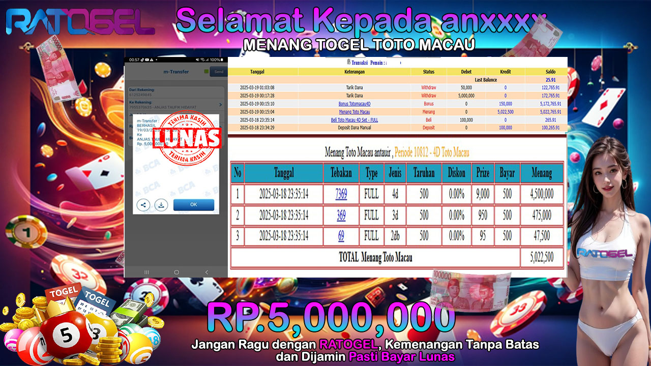 BUKTI JACKPOT TOGEL TOTO MACAU  TERPERCAYA DI INDONESIA TGL 19-03-2025