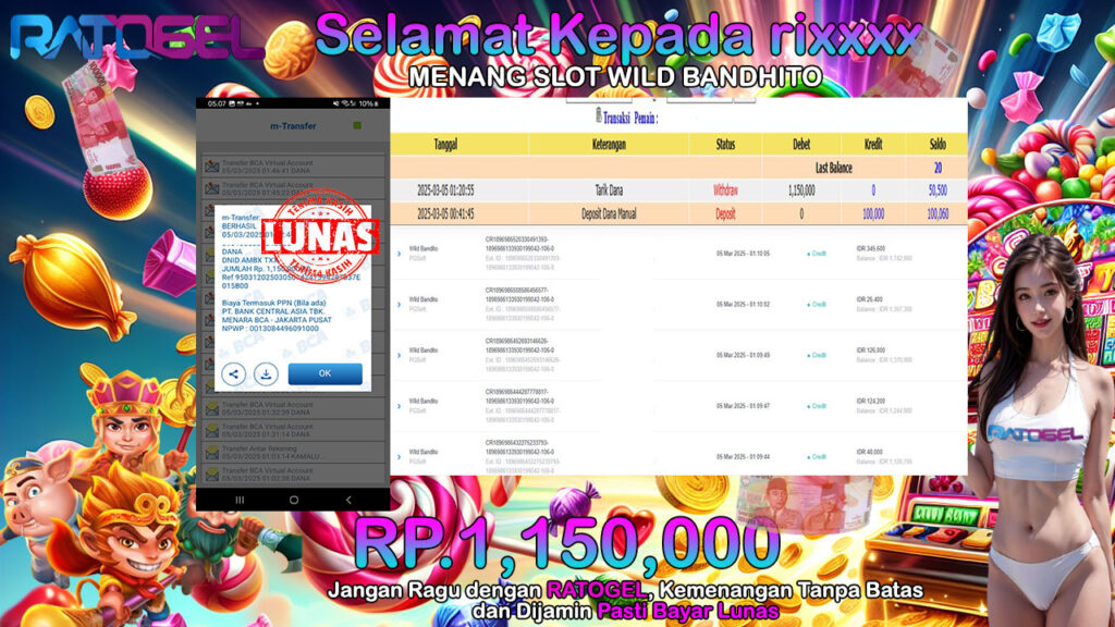 BUKTI JACKPOT SLOT WILD BANDITHO TERPERCAYA DI INDONESIA TGL 05-03-2025