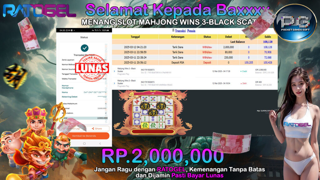 BUKTI JACKPOT SLOT MAHJONG WINS 3-BLACK SCATTER TERPERCAYA DI INDONESIA TGL 12-03-2025