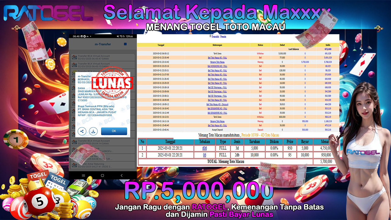 BUKTI JACKPOT TOGEL TOTO MACAU TERPERCAYA DI INDONESIA TGL 02-03-2025