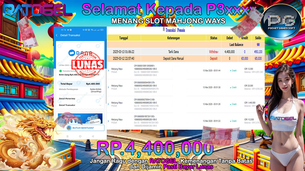 BUKTI JACKPOT SLOT MAHJONG WAYS TERPERCAYA DI INDONESIA TGL 13-03-2025