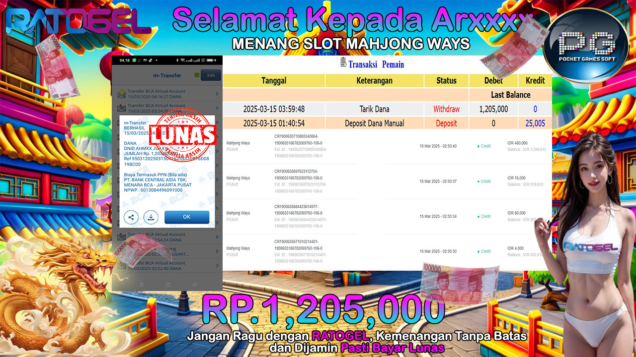 BUKTI JACKPOT SLOT MAHJONG WAYS  TERPERCAYA DI INDONESIA TGL 15-03-2025