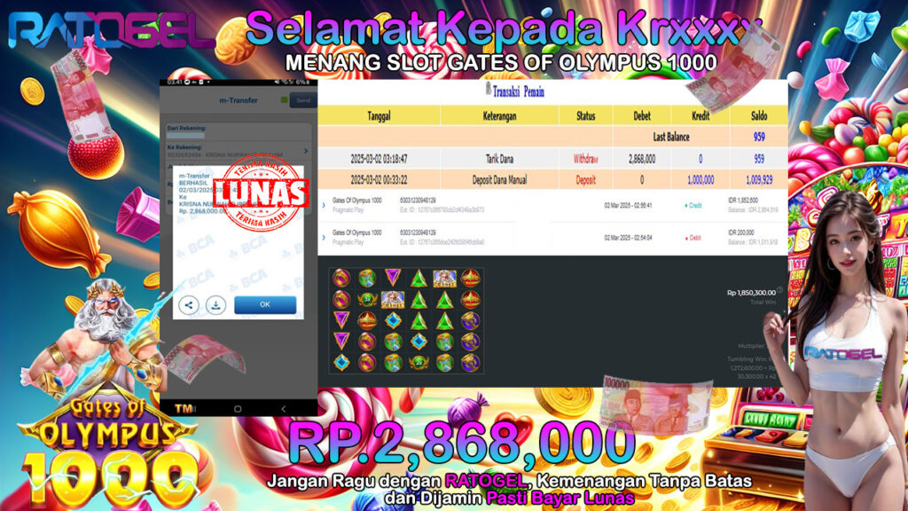 BUKTI JACKPOT SLOT GATES OF OLYMPUS 1000 TERPERCAYA DI INDONESIA TGL 02-03-2025