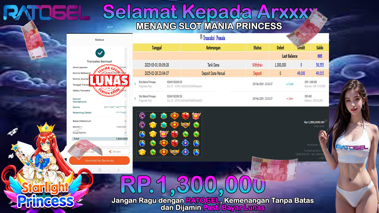 BUKTI JACKPOT SLOT MANIA PRINCESS TERPERCAYA DI INDONESIA TGL 1-03-2025