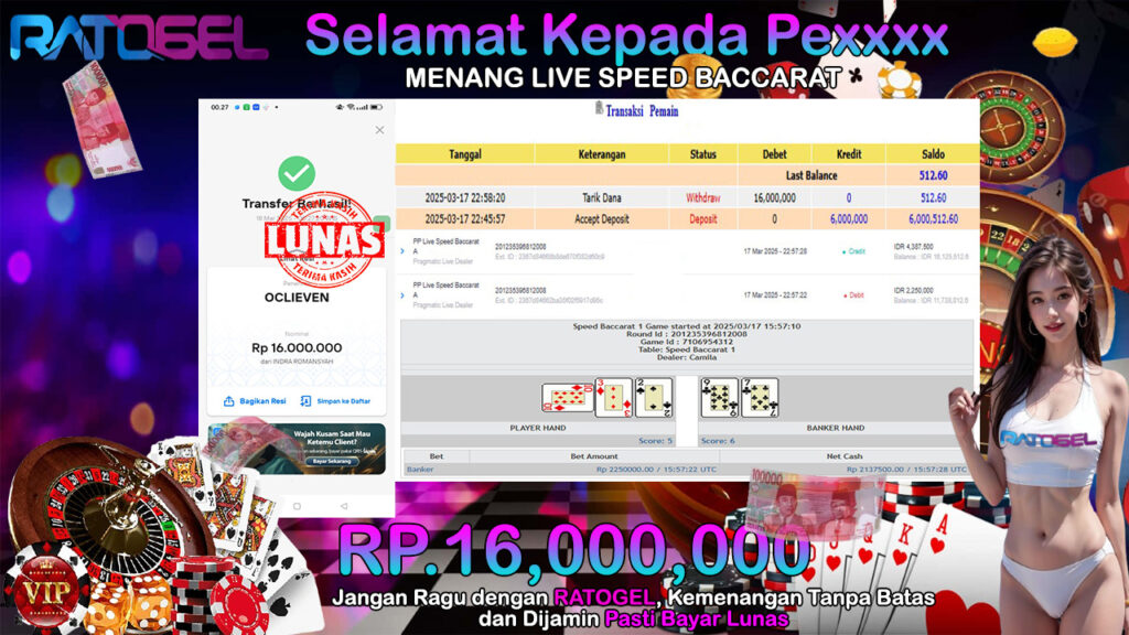 BUKTI JACKPOT LIVE SPEED BACCARAT TERPERCAYA DI INDONESIA TGL 18-03-2025