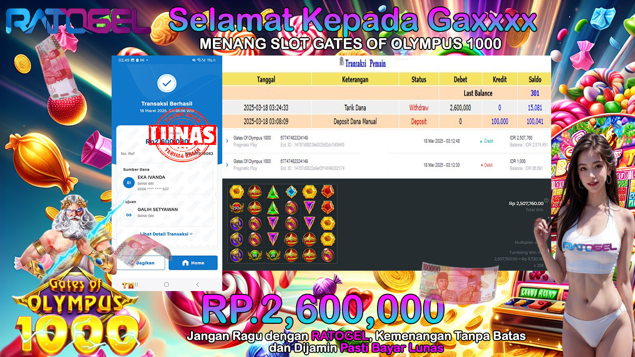 BUKTI JACKPOT SLOT GATES OF OLYMPUS 1000 TERPERCAYA DI INDONESIA TGL 18-03-2025