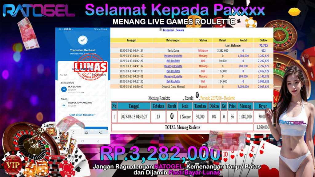 BUKTI JACKPOT LIVE GAMES ROULETTE TERPERCAYA DI INDONESIA TGL 17-03-2025