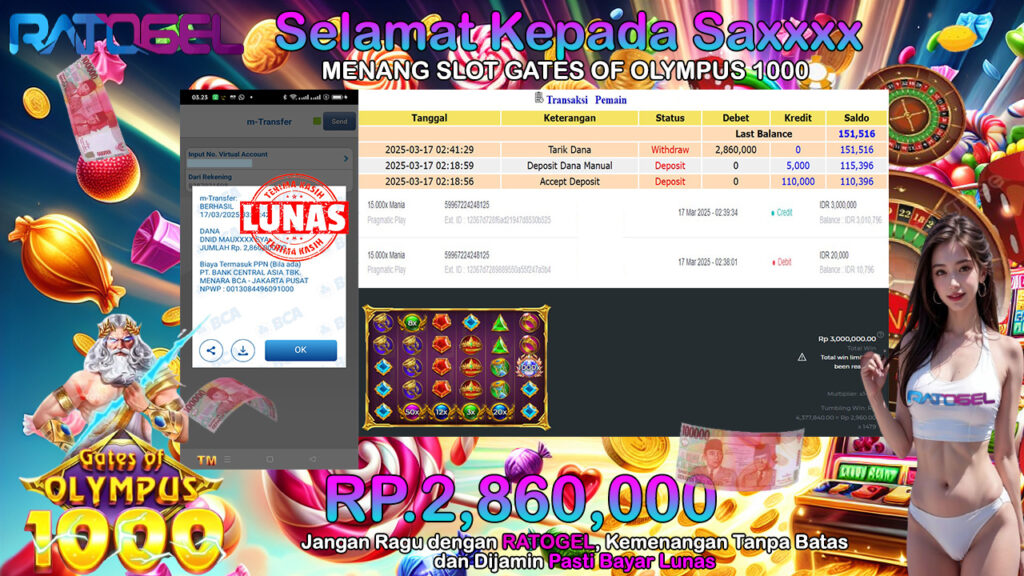 BUKTI JACKPOT SLOT GATES OF OLYMPUS 1000 TERPERCAYA DI INDONESIA TGL 17-03-2025