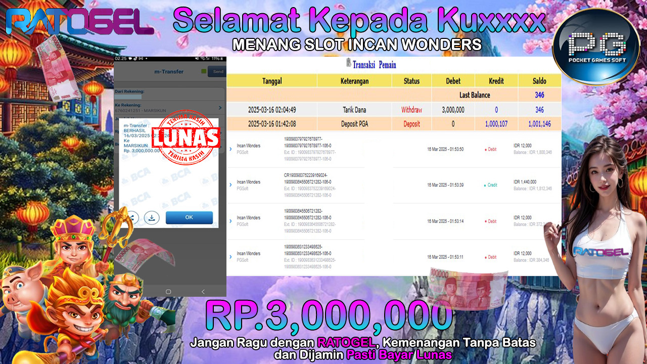 BUKTI JACKPOT SLOT INCAN WONDERS TERPERCAYA DI INDONESIA TGL 16-03-2025